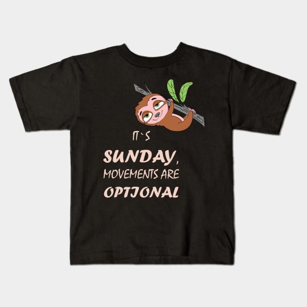 Funny Cute Lazy Relaxed Hanging Sunday Sloth Kids T-Shirt by Foxydream